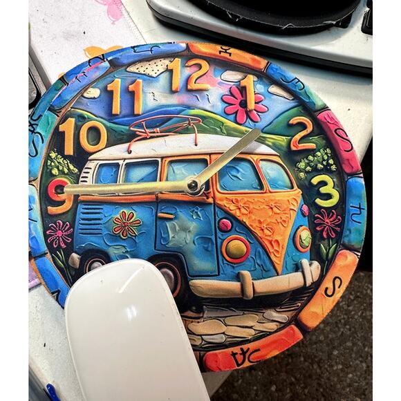 Mouse Pad VW Bus Hippe Boho Retro Computer Desk Non-Slip 8x8 - Picture 3 of 8